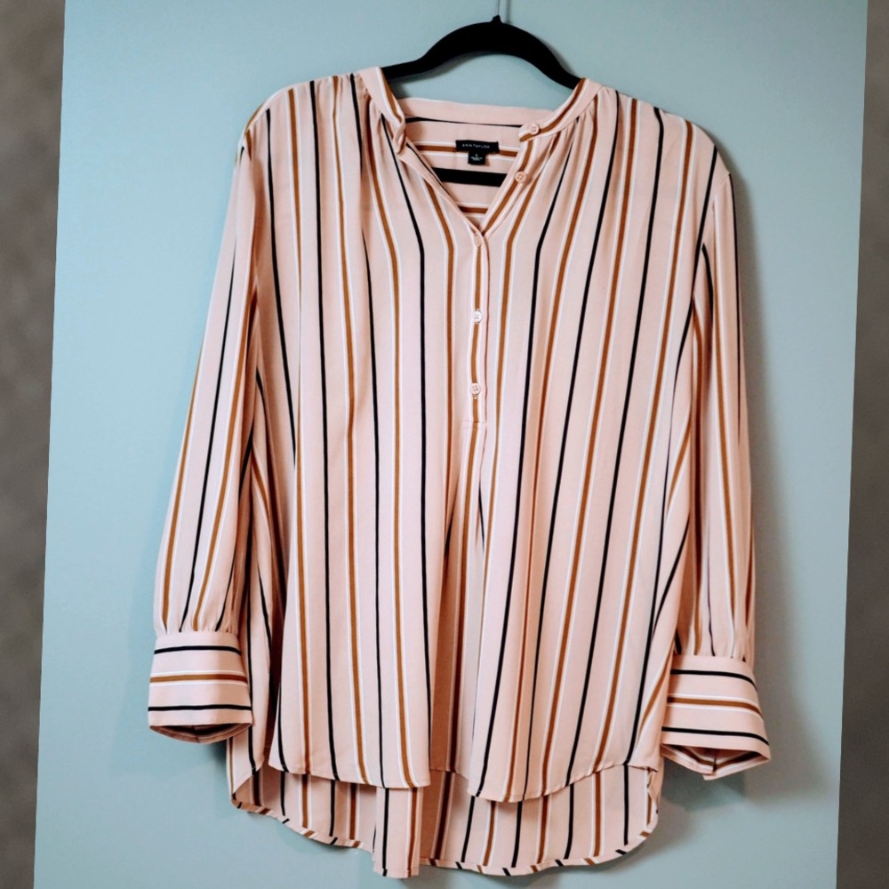 Ann Taylor long sleeve blouse with pinstripes